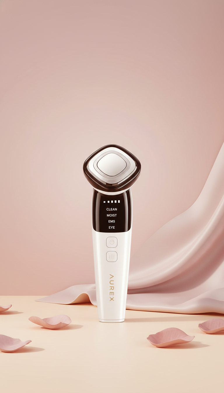 Anti-wrinkle Treatment product bottle centered on a soft blush pink and warm cream gradient background.